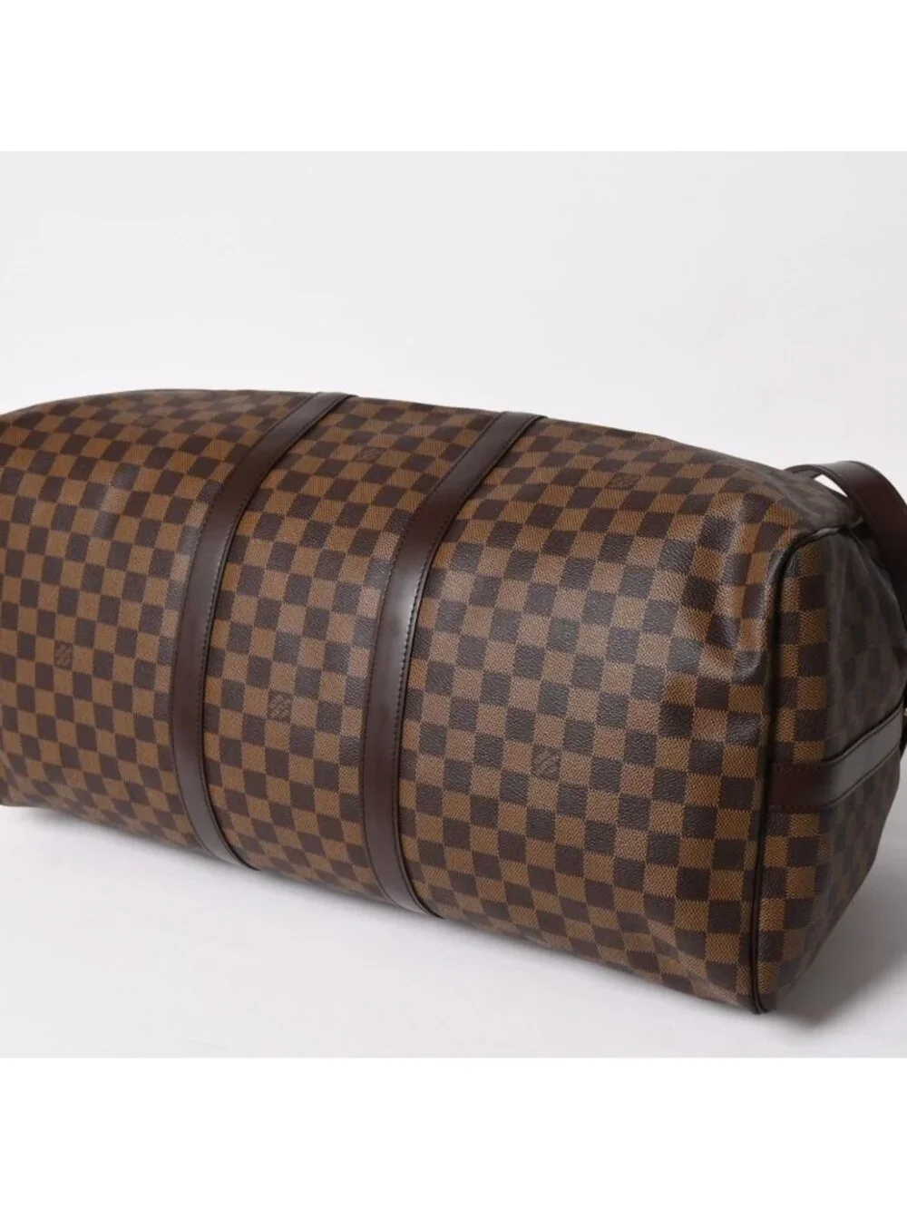 Louis Vuitton Keepall Bandouliere 55 Boston Bag Damier Ebene Brown Gold